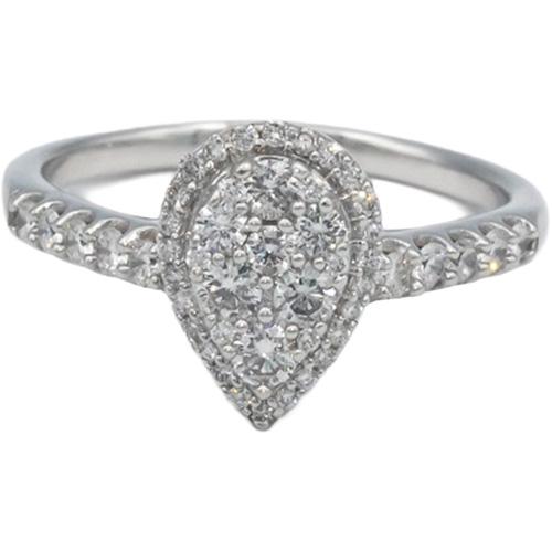Round Diamond 14k White Gold Cluster Cocktail Ring 0.70CT Size 8.75