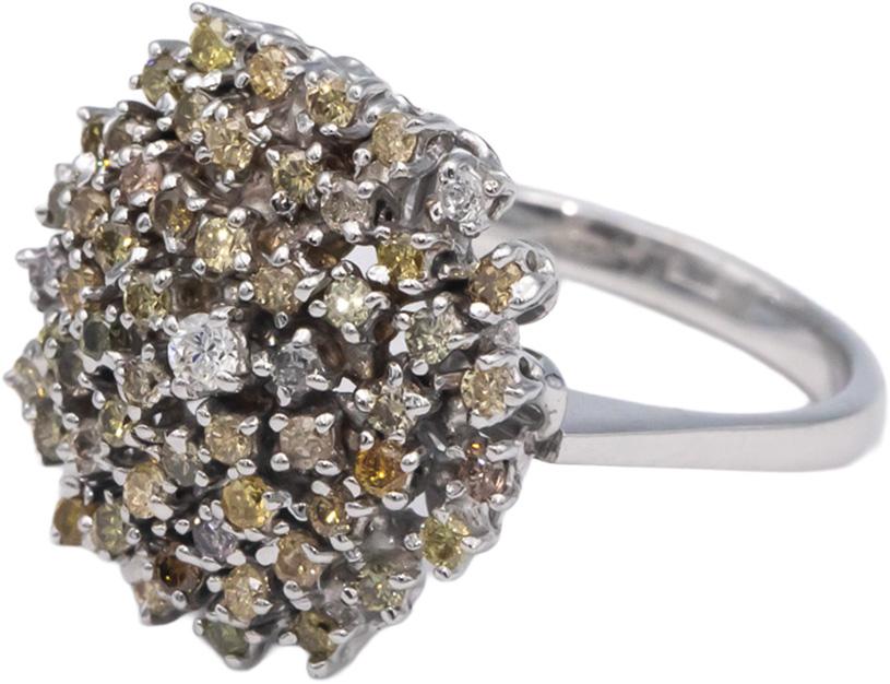 18k White Gold 1.05CT Diamond Cluster Cocktail Ring Size 8.5