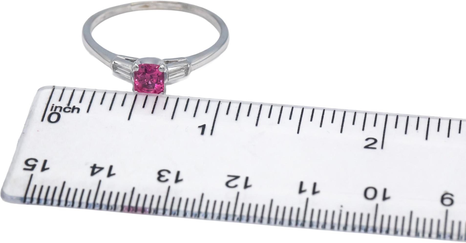 Platinum Jewelry 0.85CT Diamond and Pink Sapphire Ring Size 10.5