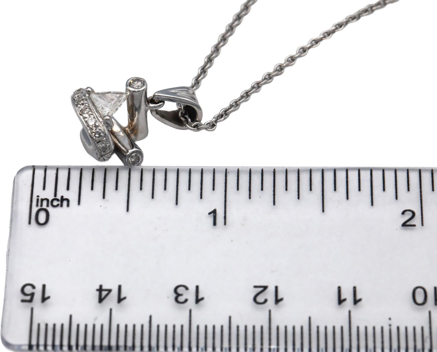 Custom Rare 18k White Gold VS Diamond Abstract Pendant Necklace 0.42CT