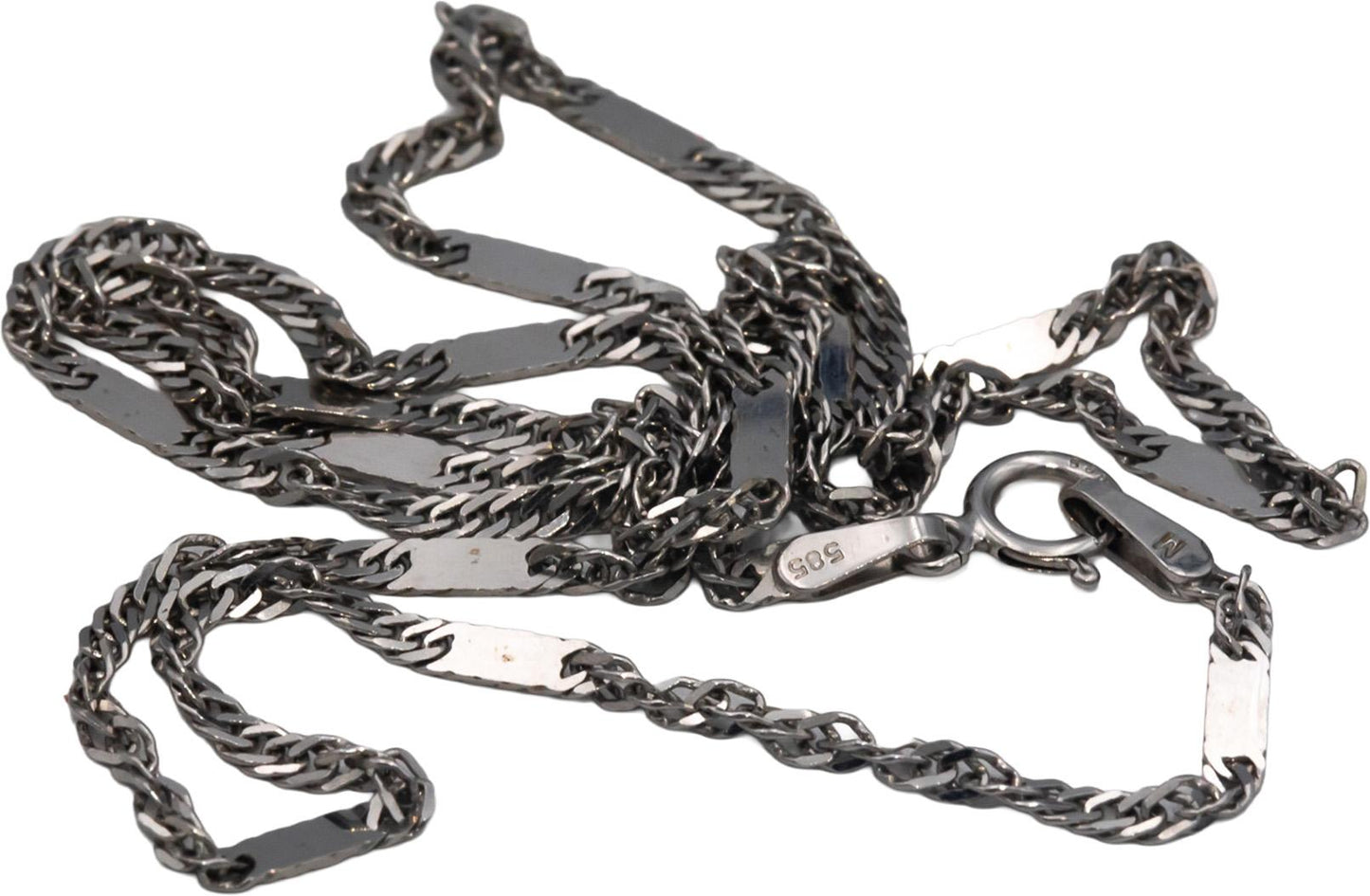 14k White Gold Jewelry 16" Long Fancy Twisted Chain Link Necklace