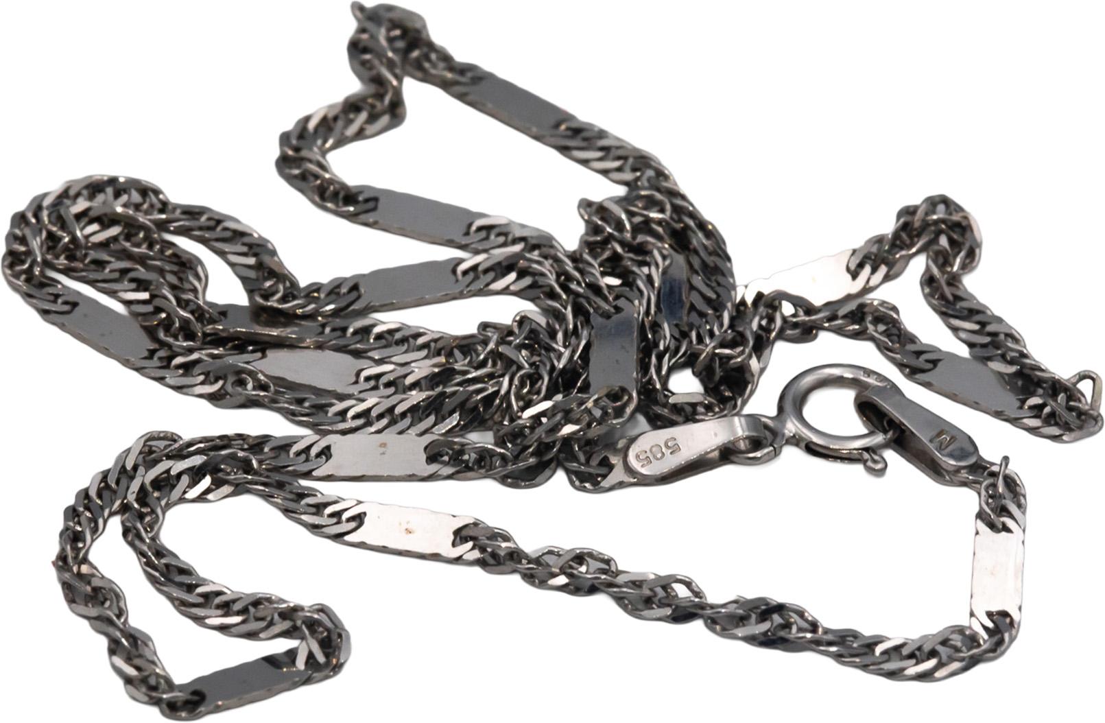 14k White Gold Jewelry 16" Long Fancy Twisted Chain Link Necklace