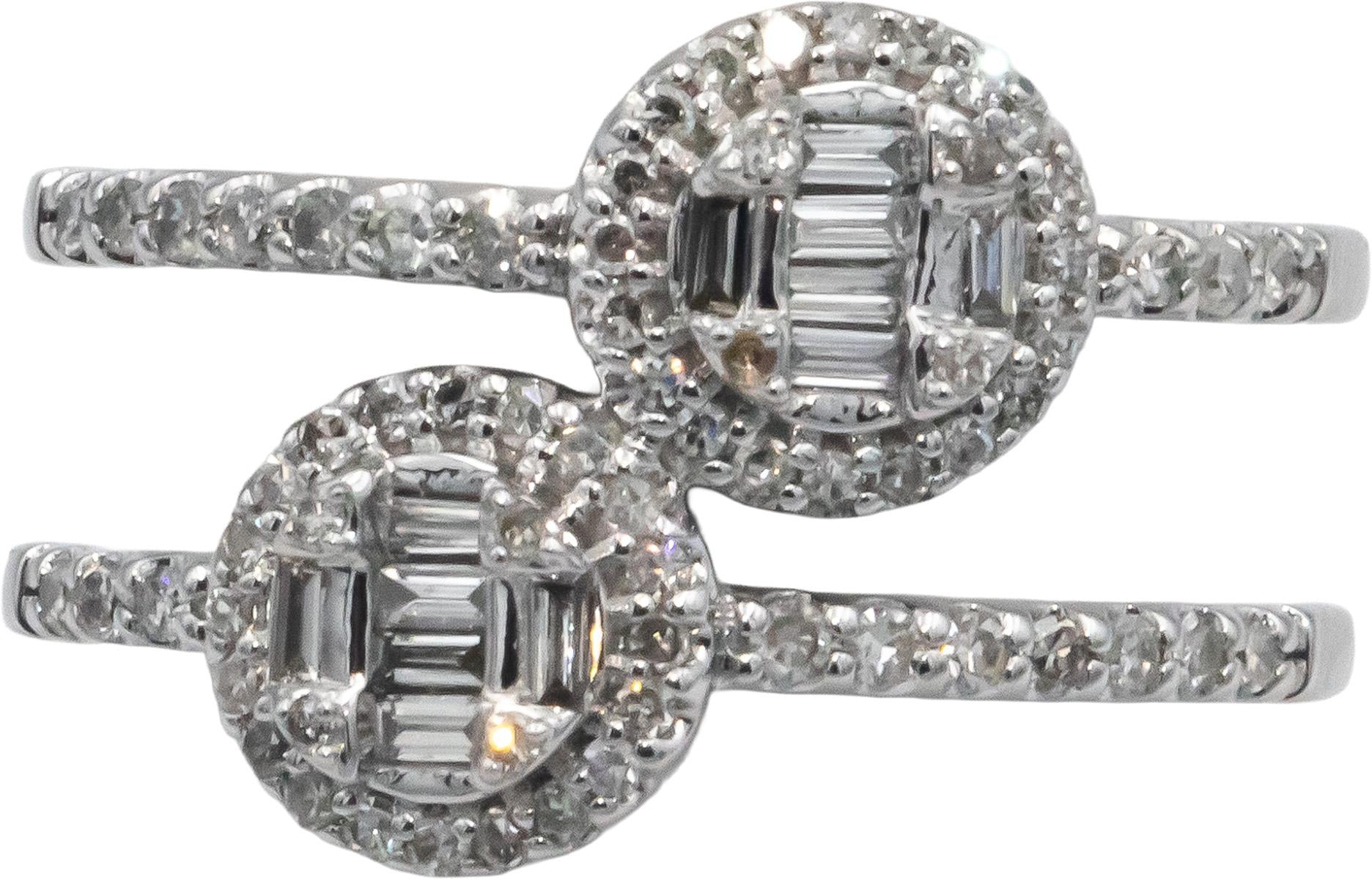 10k White Gold 0.50CT Diamond Split Band Double Halo Ring Size 7