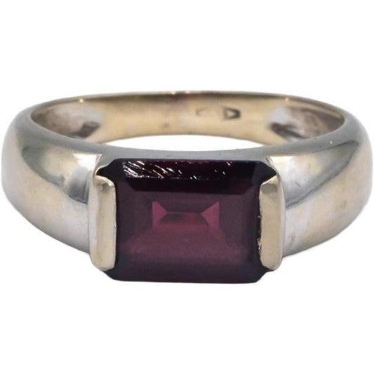 14k White Gold Jewelry Synthetic Red Gemstone Solitaire Ring Size 6