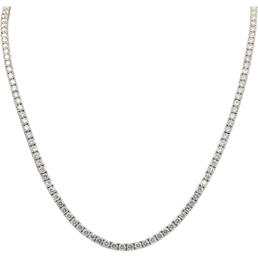 14k White Gold VS Round Cut Diamond Tennis Necklace 20.5" Long 20.52CT