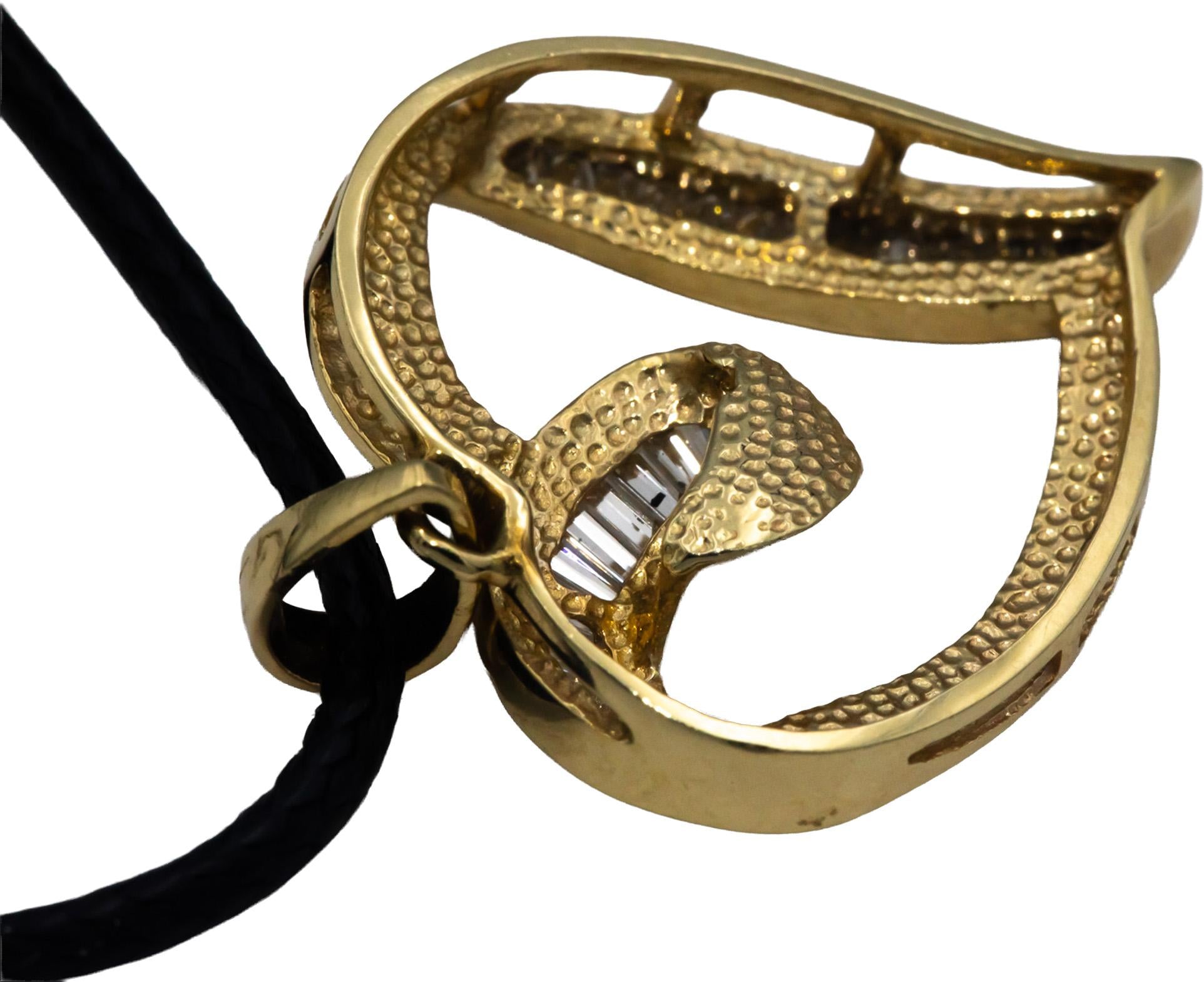 14k Yellow Gold Baguette Cut Diamond Heart Pendant Necklace 0.75CT