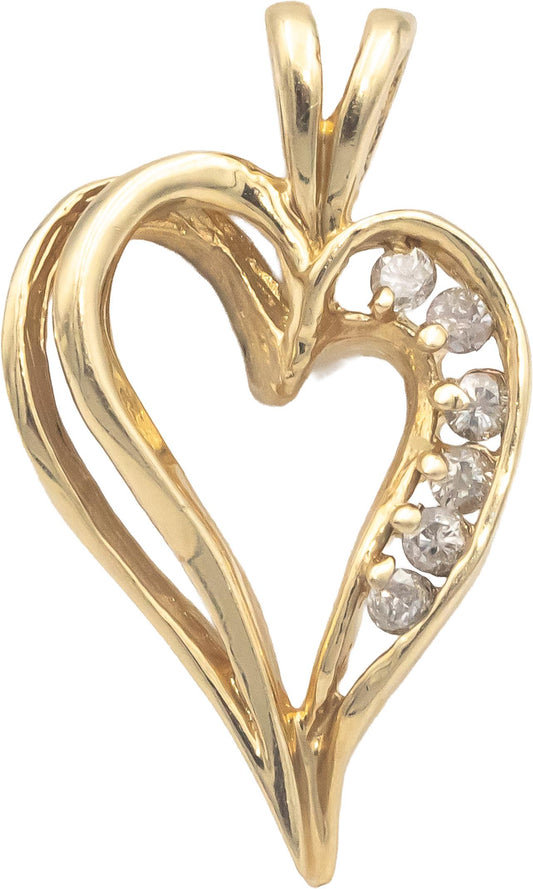14k Yellow Gold Jewelry 0.15CT Round Cut Diamond Heart Pendant