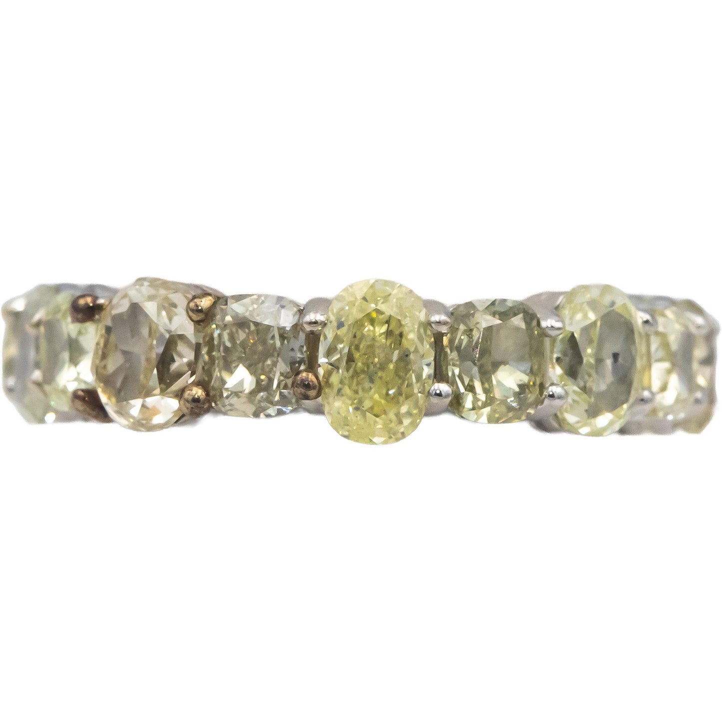 14k White Gold White and Light Yellow Diamond Eternity Ring 4.50CT Size 5.25