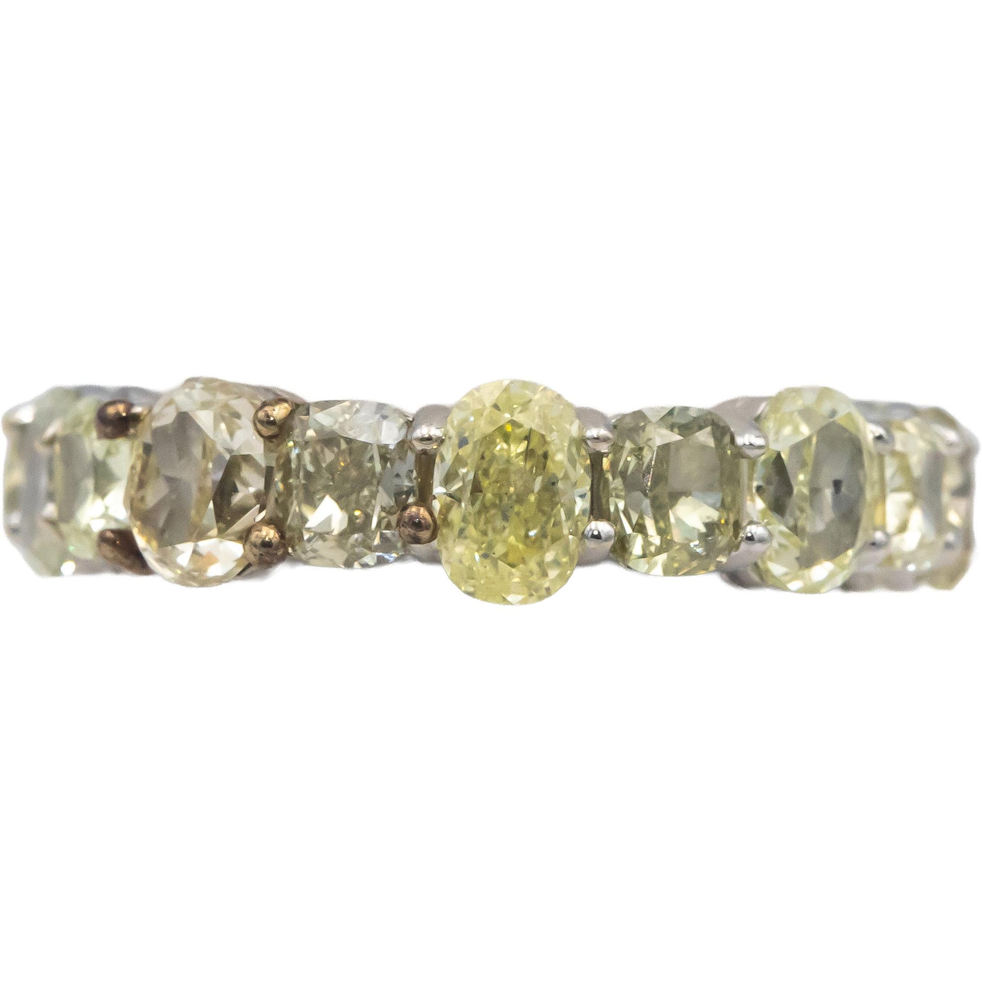 14k White Gold White and Light Yellow Diamond Eternity Ring 4.50CT Size 5.25