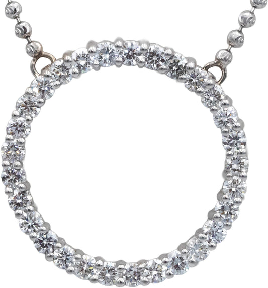 14k White Gold 2.50CT Round Cut Lab Grown Diamond Fixed Circle Pendant Necklace