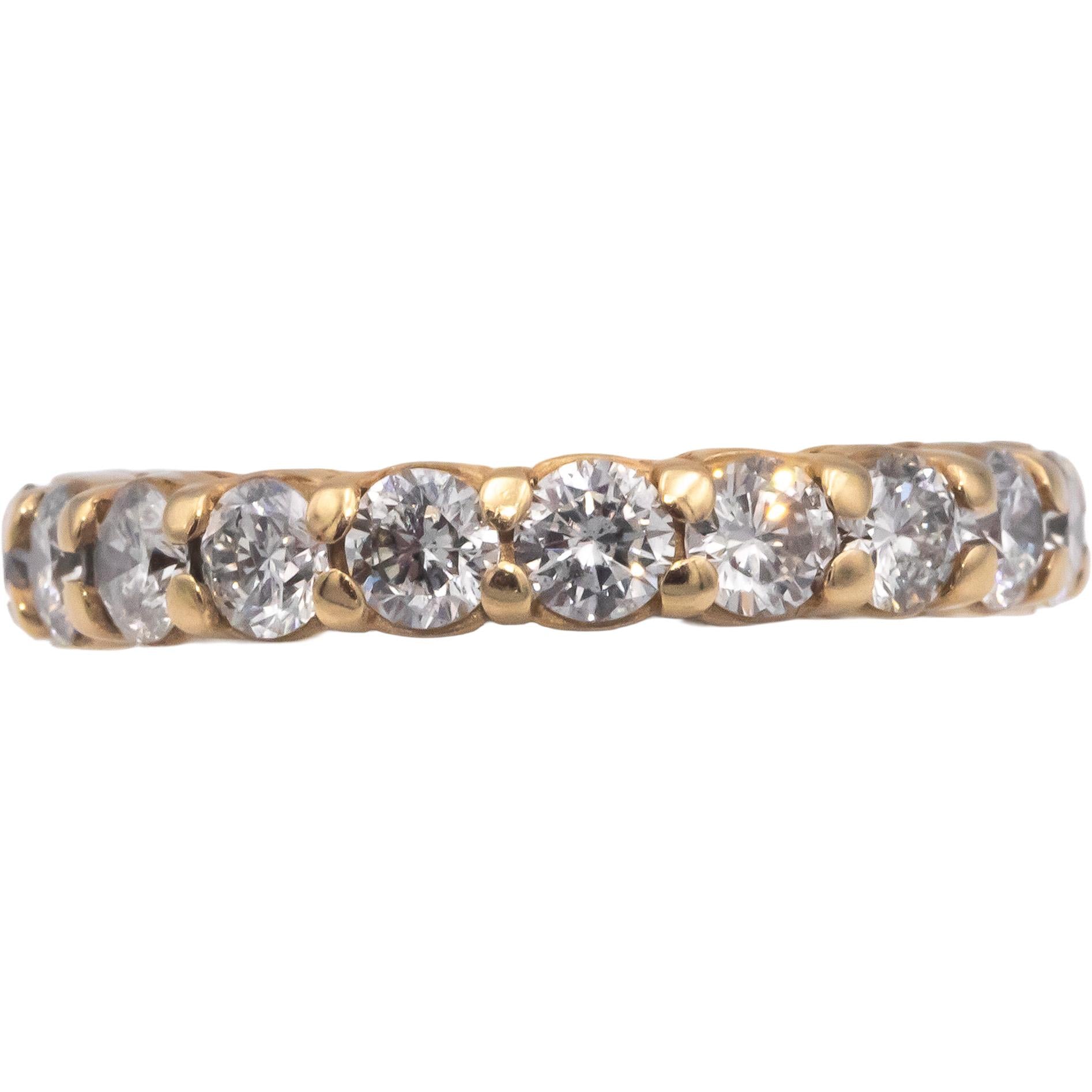 14k Yellow Gold Round Cut Diamond Eternity Band Ring 2.73CT Size 5.25