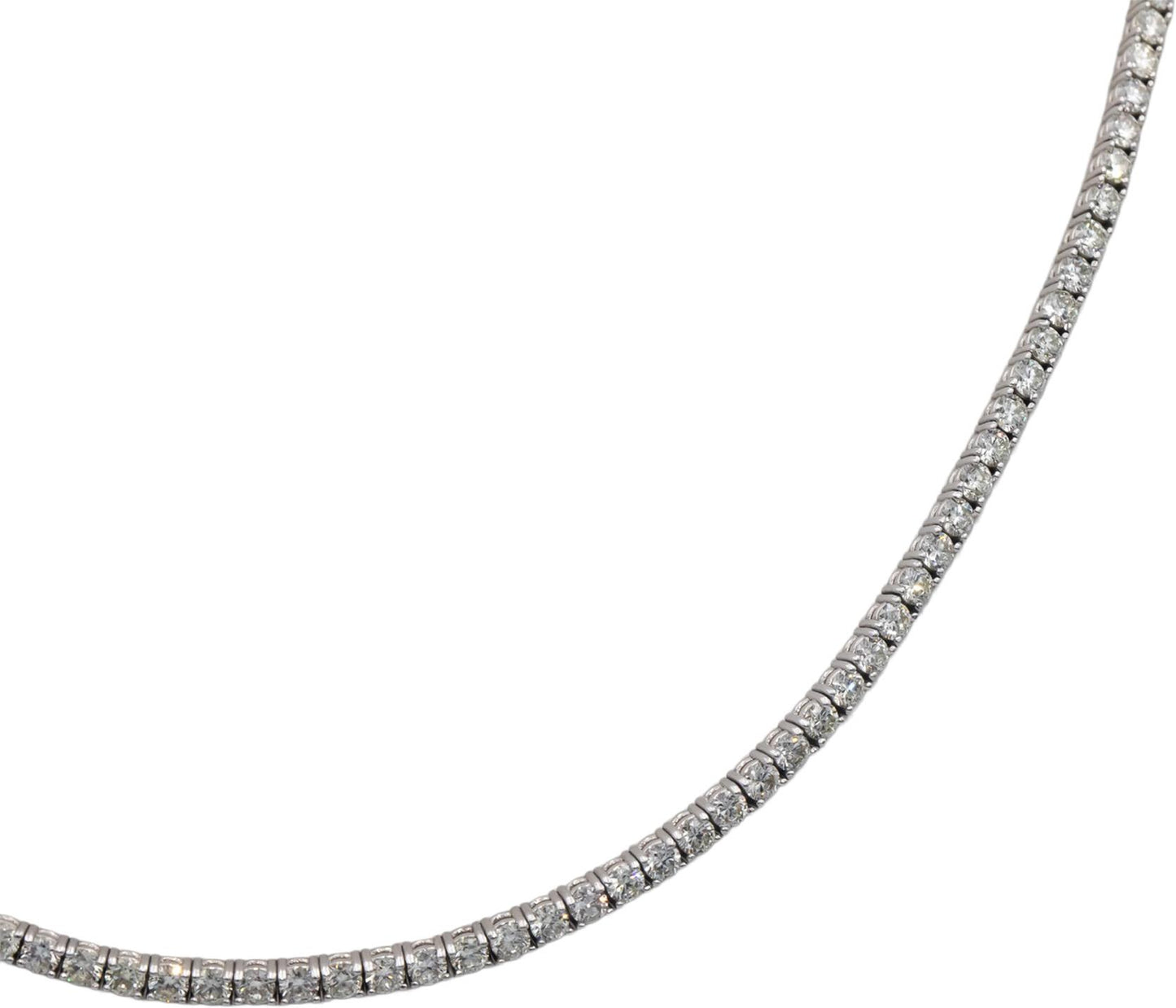 14k White & Rose Gold Round Cut Diamond Tennis Choker Necklace 16.5" Long 6.25CT