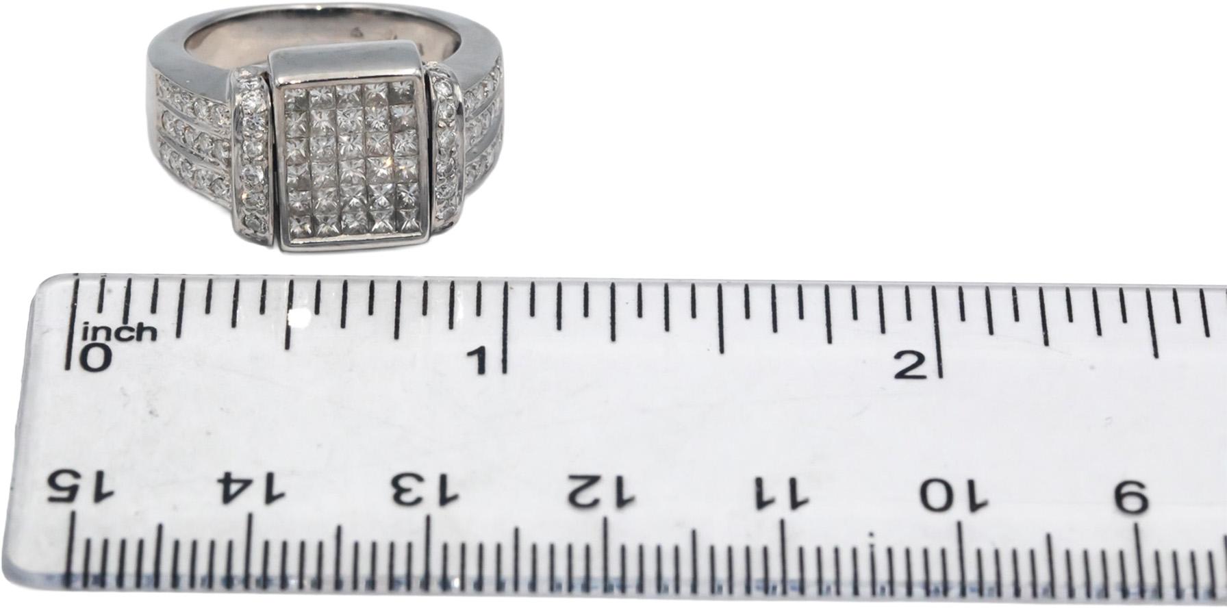 18k White Gold 1.50CT VS White and Blue Diamond Reversible Ring Size 5.75