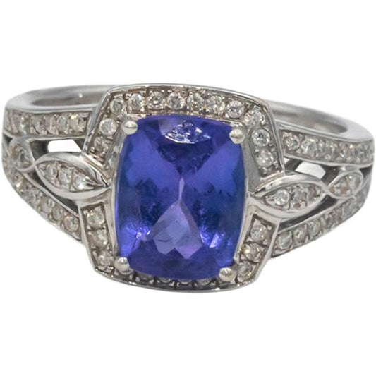14k White Gold Jewelry 2.50CT VS Diamond and Tanzanite Ring Size 7