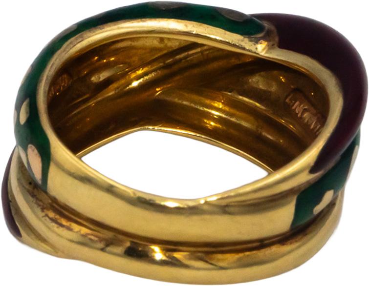 LA NOUVELLE BAGUE 18k Yellow Gold Enamel Band Ring Size 8.25