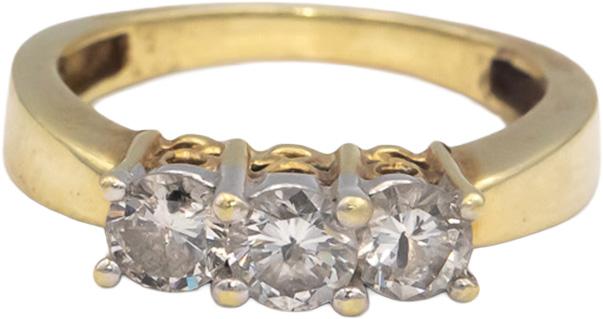 14k Yellow Gold Jewelry Round Diamond Three-Stone Ring 1.0CT Size 7