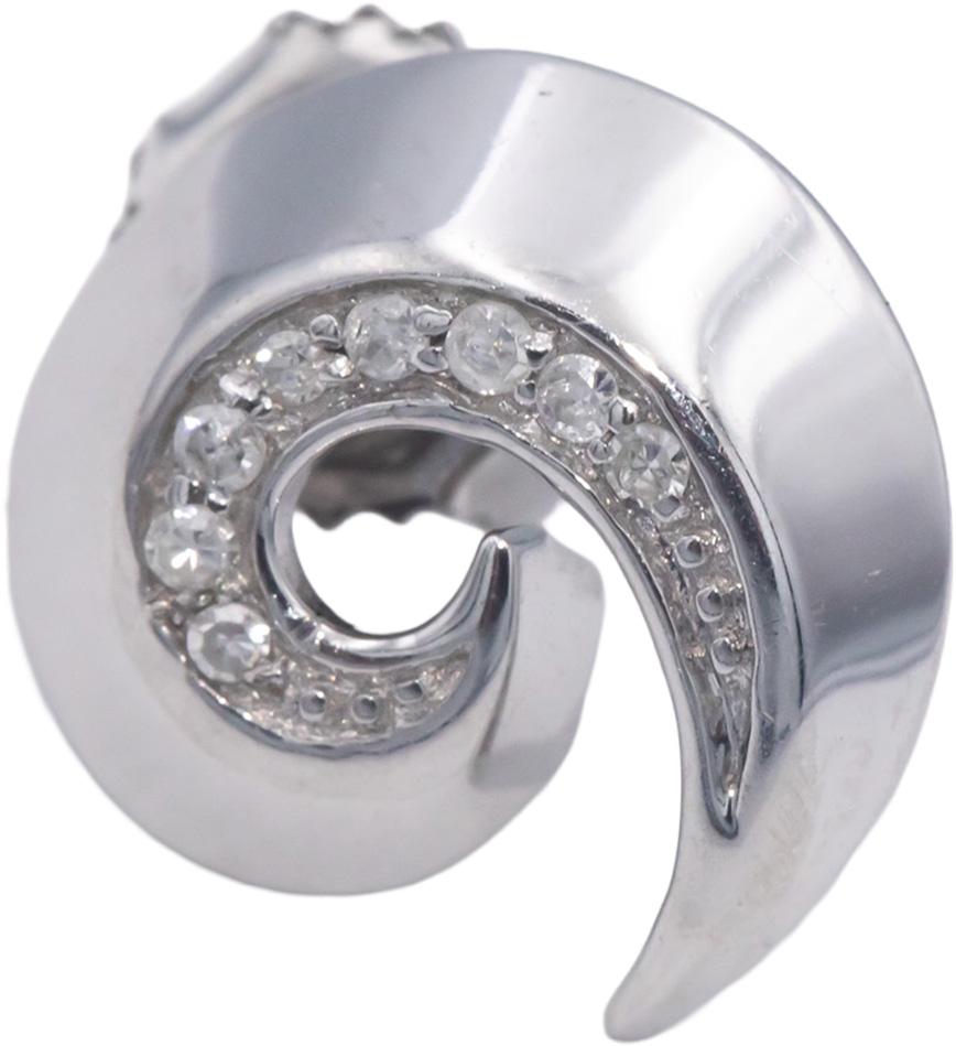 14k White Gold 0.10CT Round Cut Diamond Spiral Stud Earrings