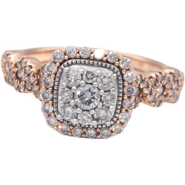 14k Rose Gold 0.50CT Round Cut Diamond Cluster Halo Ring Size 6.75