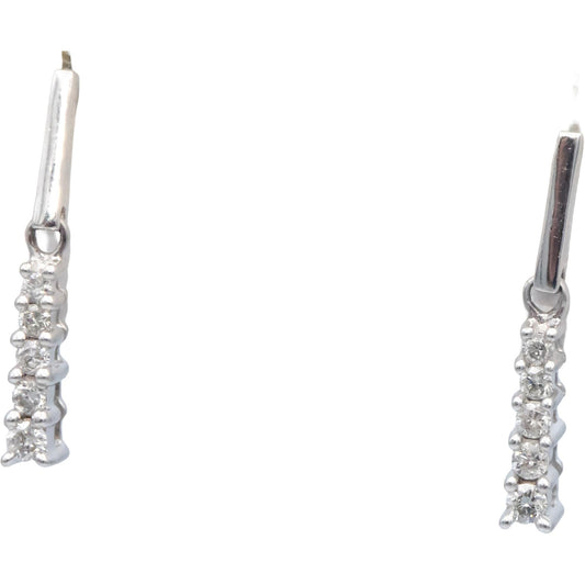 14k White Gold 0.22CT Round Cut Diamond Drop Dangle Stud Earrings