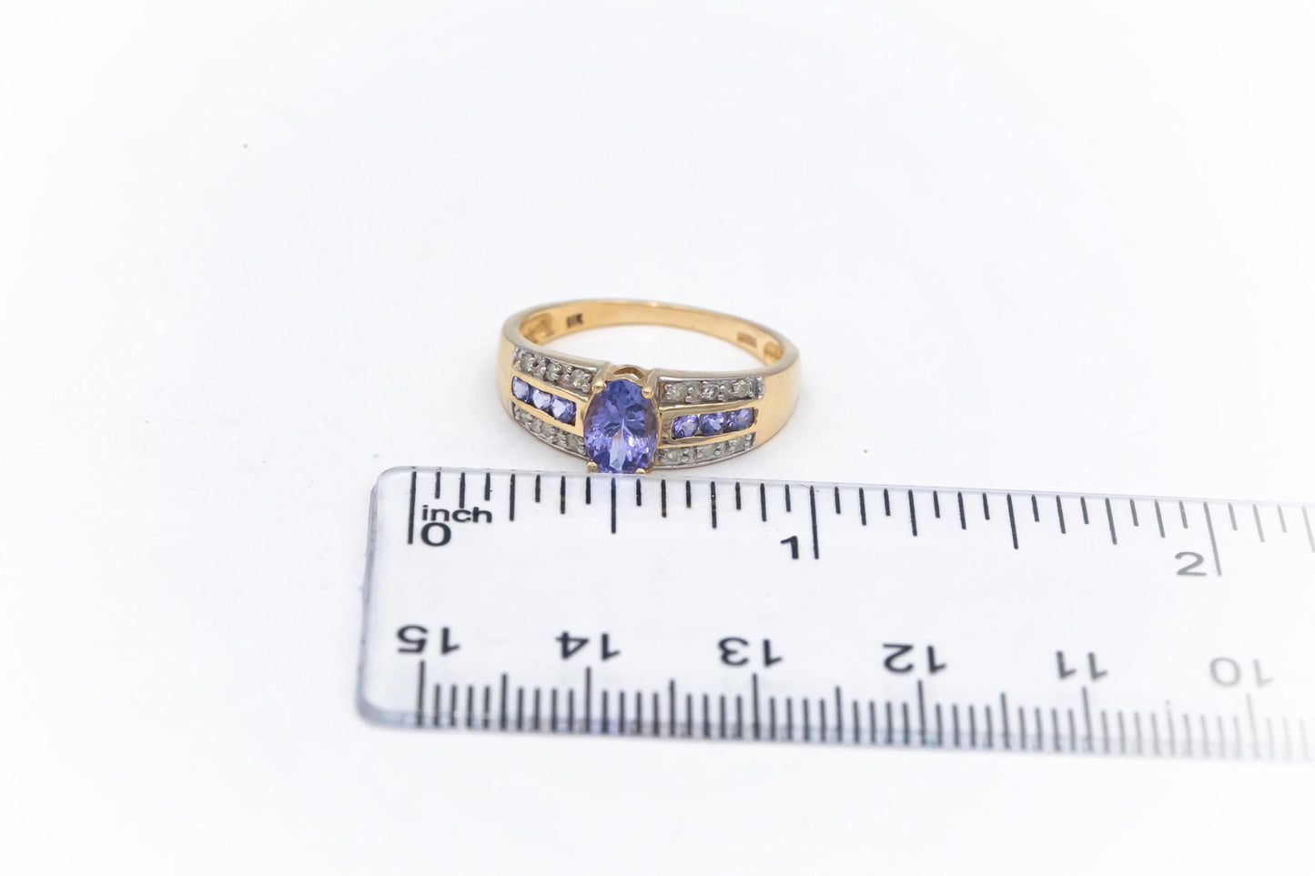 14k Yellow Gold 0.50CT Tanzanite Ring w/ Diamond Accents Size 7.25