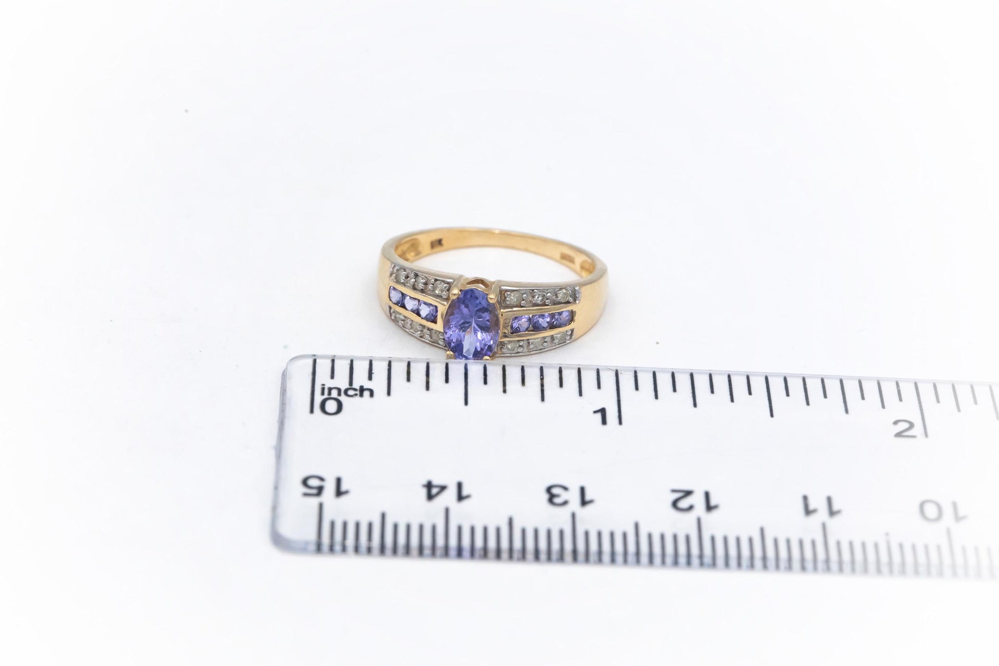 14k Yellow Gold 0.50CT Tanzanite Ring w/ Diamond Accents Size 7.25