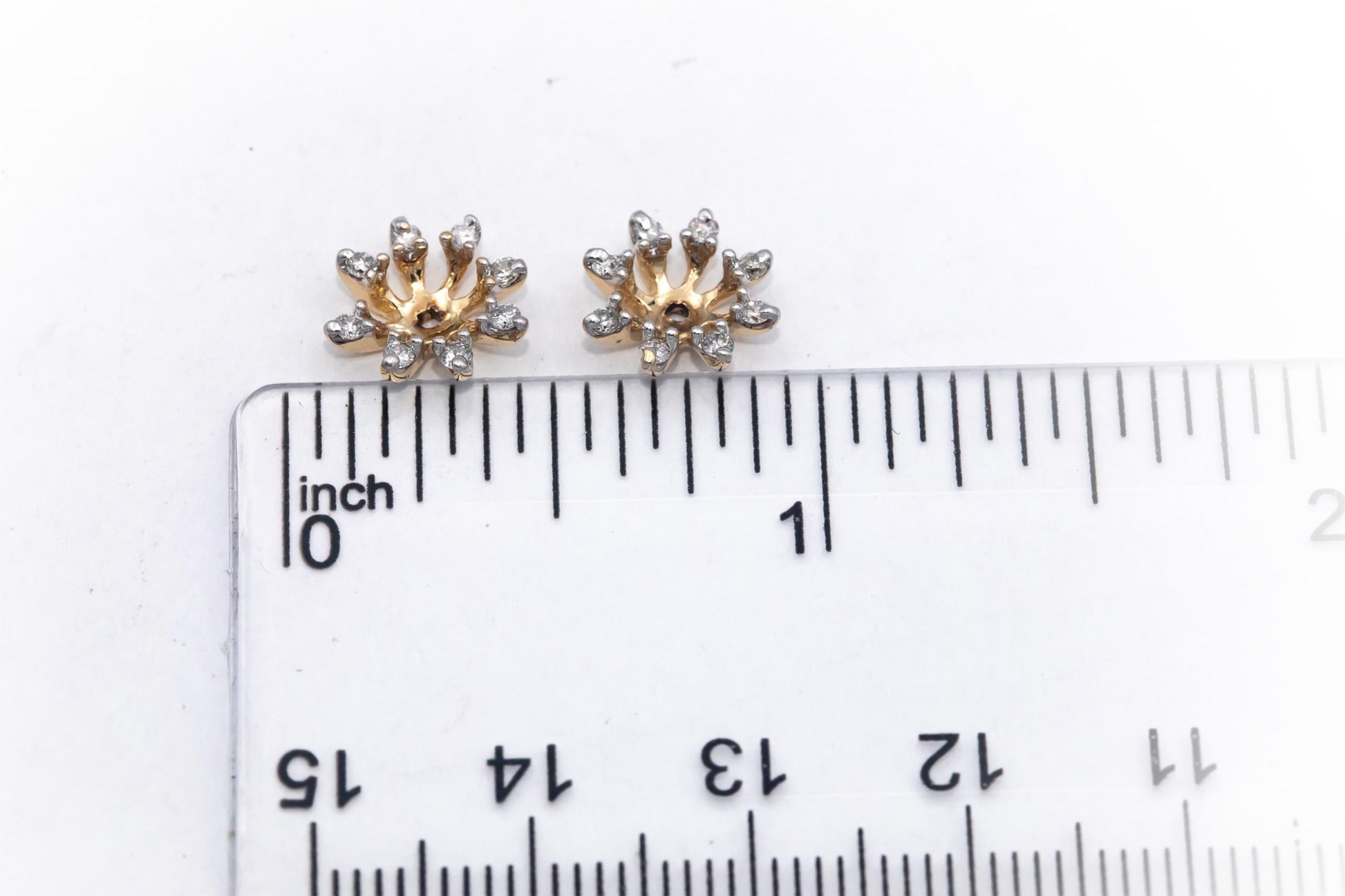 14k Yellow Gold 0.25CT VS Round Cut Diamond Stud Earring jacket Enhancers