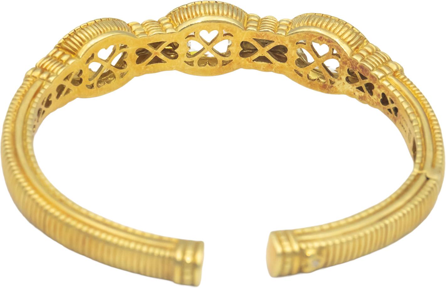 JUDITH RIPKA 18k Yellow Gold 10.18CT Diamond and Quartz Cuff Bracelet