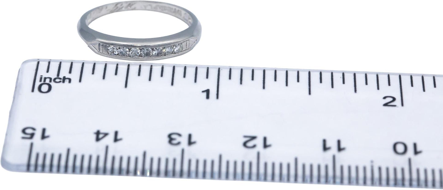Antique Vintage Platinum 0.10CT Single Cut Diamond Band Ring Size 4.5