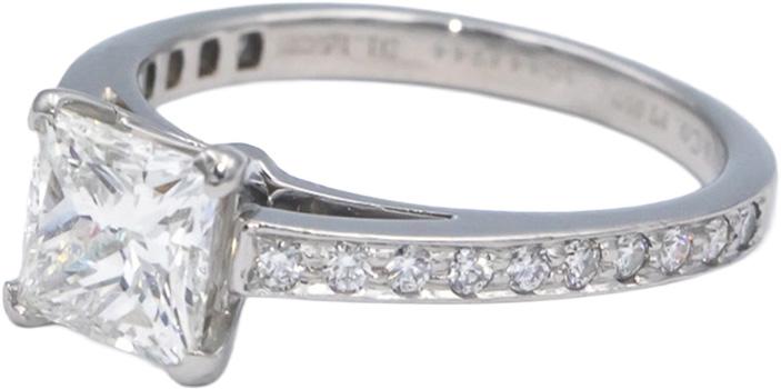 $18500 TIFFANY & CO Platinum Princess H/VVS1 Diamond Engagement Ring 1.31CT