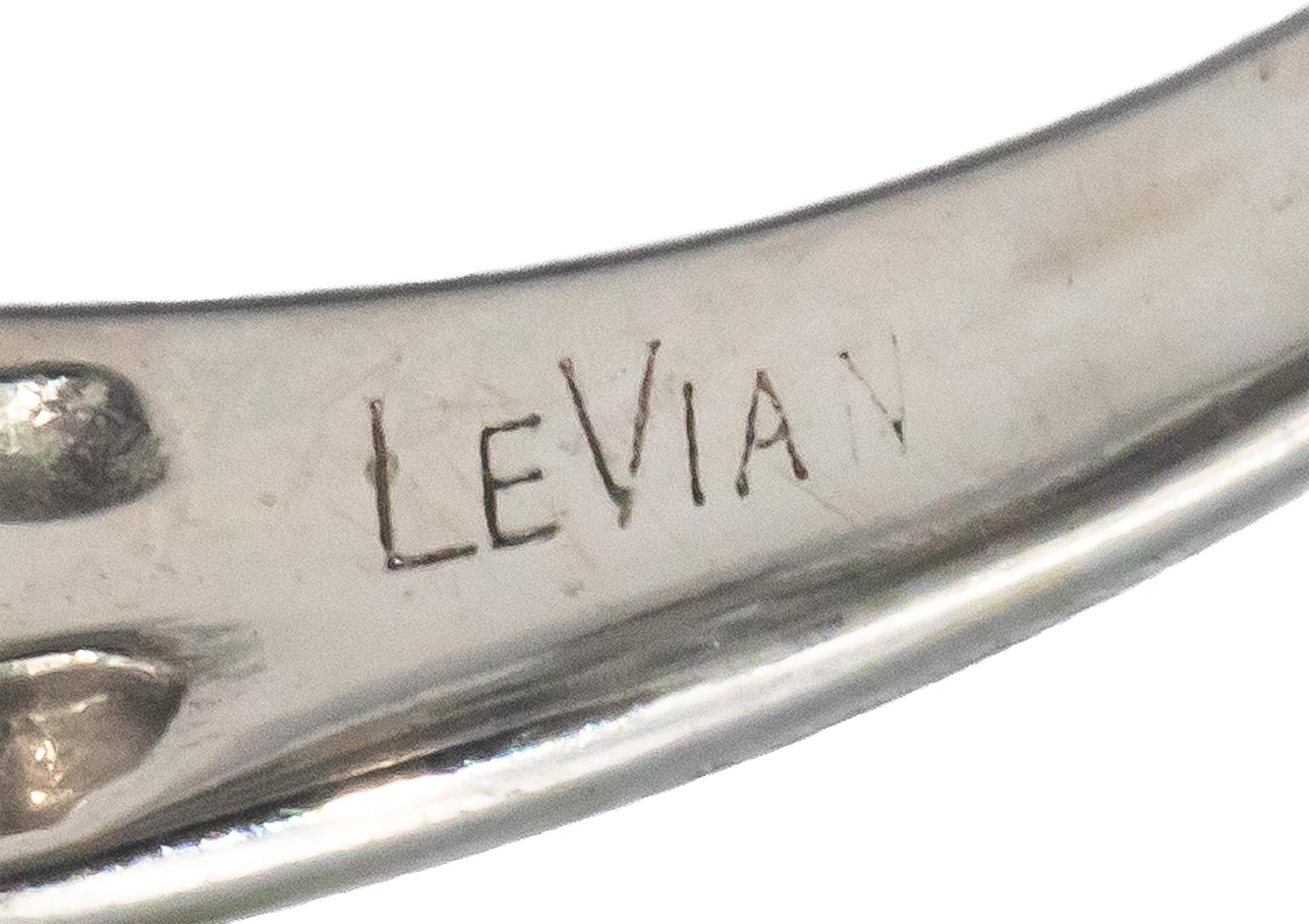 LE VIAN 14k White Gold Diamond and Aquamarine Ring 2.0CTW Size 6.25