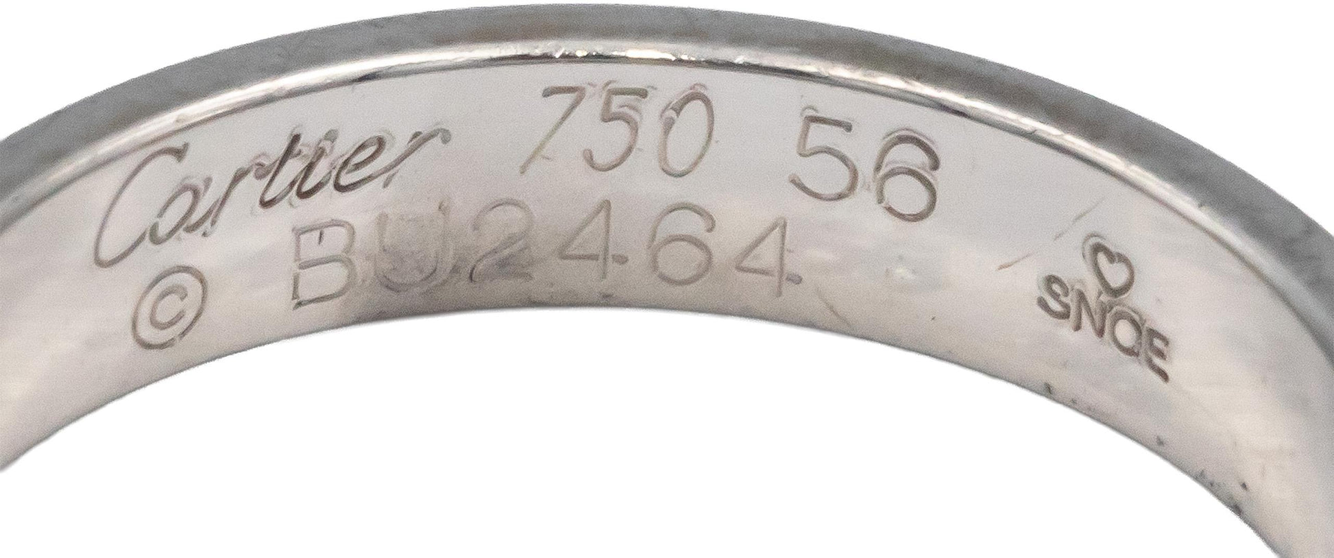 CARTIER 18k White Gold Logo De Cartier Band Ring 4mm Wide Size 7.5 Euro 56