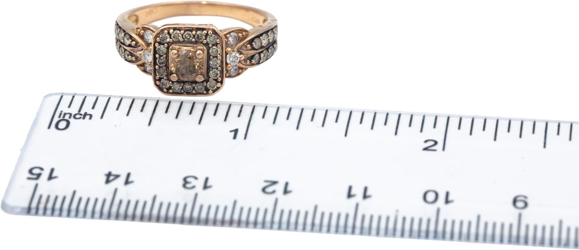 LE VIAN 14k Rose Gold White and Chocolate Diamond Cocktail Ring 0.90CT Size 8.75