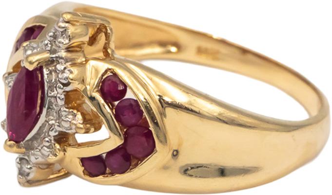 10k Yellow Gold Ruby and Diamond Cocktail Ring 0.50CT Size 8