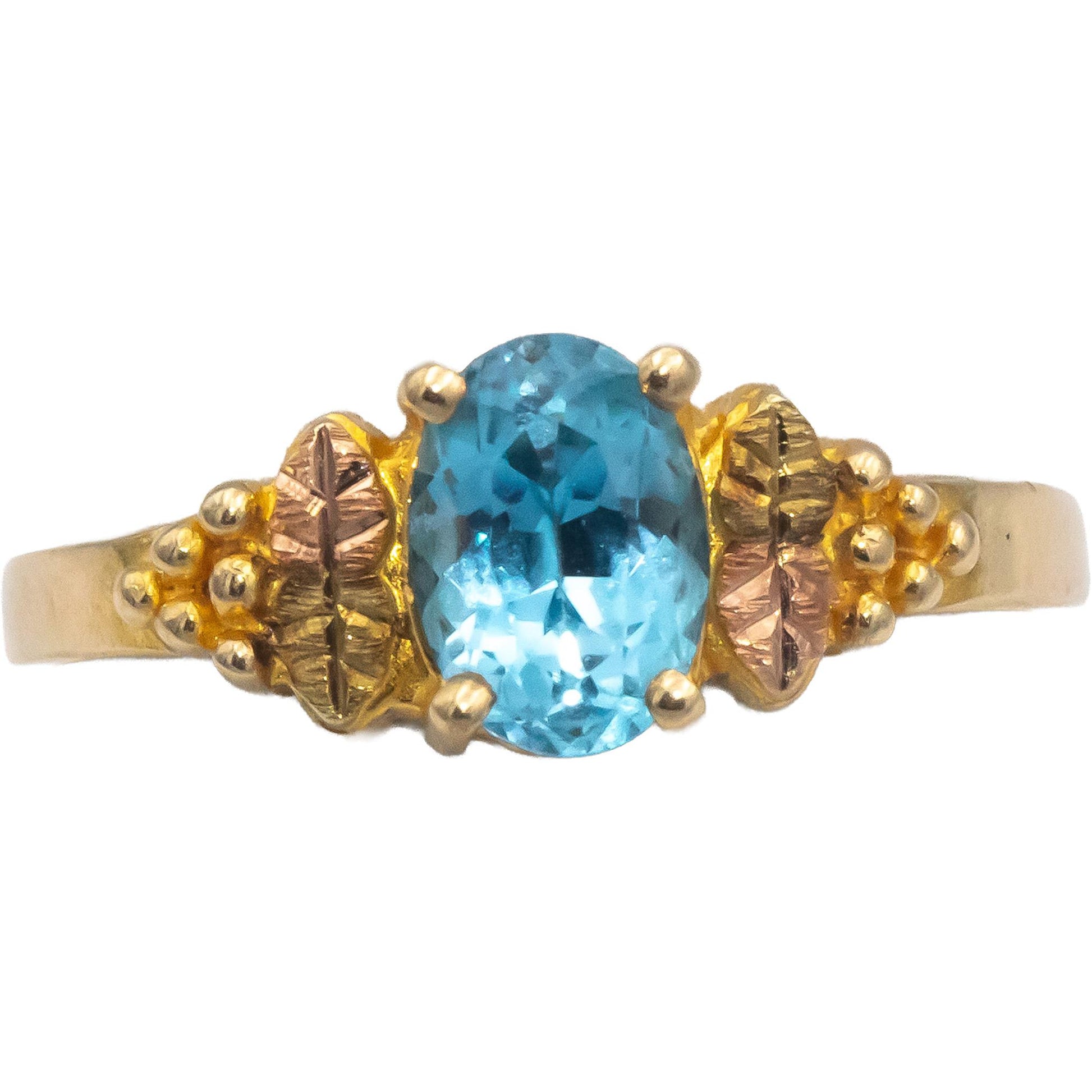 10k Yellow Gold 0.75CT Oval Cut Blue Topaz Solitaire Cocktail Ring Size 6.25