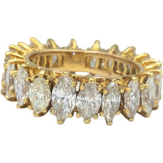 18k Gold VS Marquise Cut Diamond Graduated Eternity Band Ring 5.39CT Size 6.25