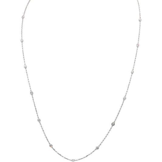 14k White Gold 0.60CT VS Round Cut Diamond By The Yard Necklace Chain
