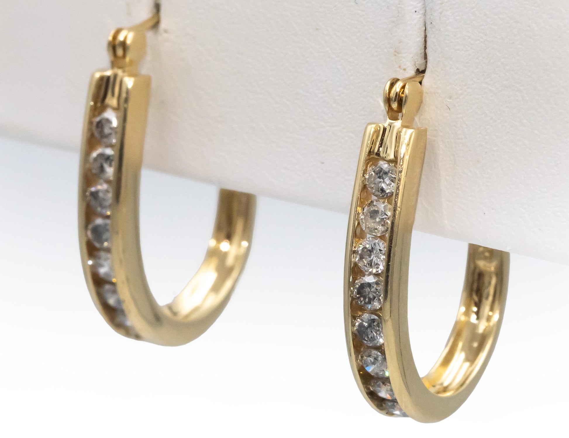 14k Yellow Gold Jewelry Round Cut Channel Set Hoop Earrings 0.75CT
