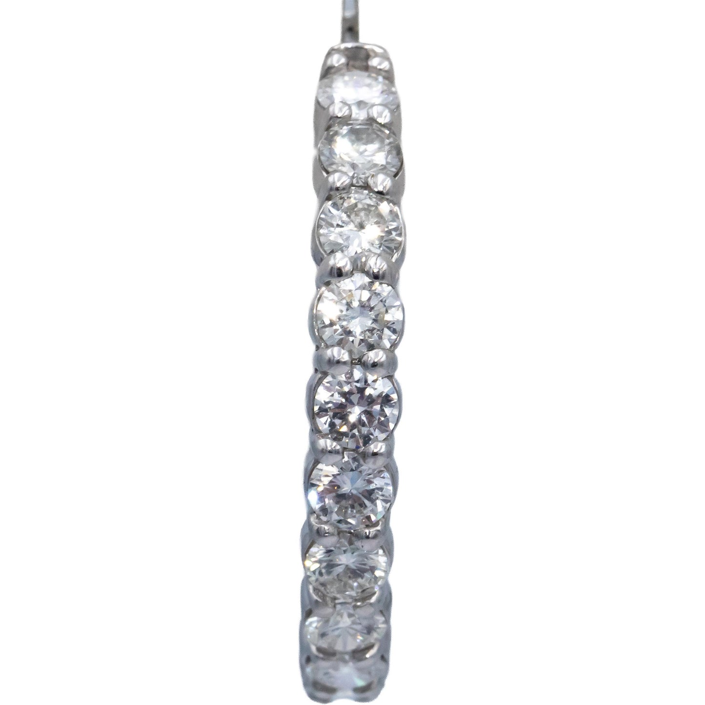 14k White Gold Lab Grown Round Diamond Inside Out Hoop Earrings 9.0CT