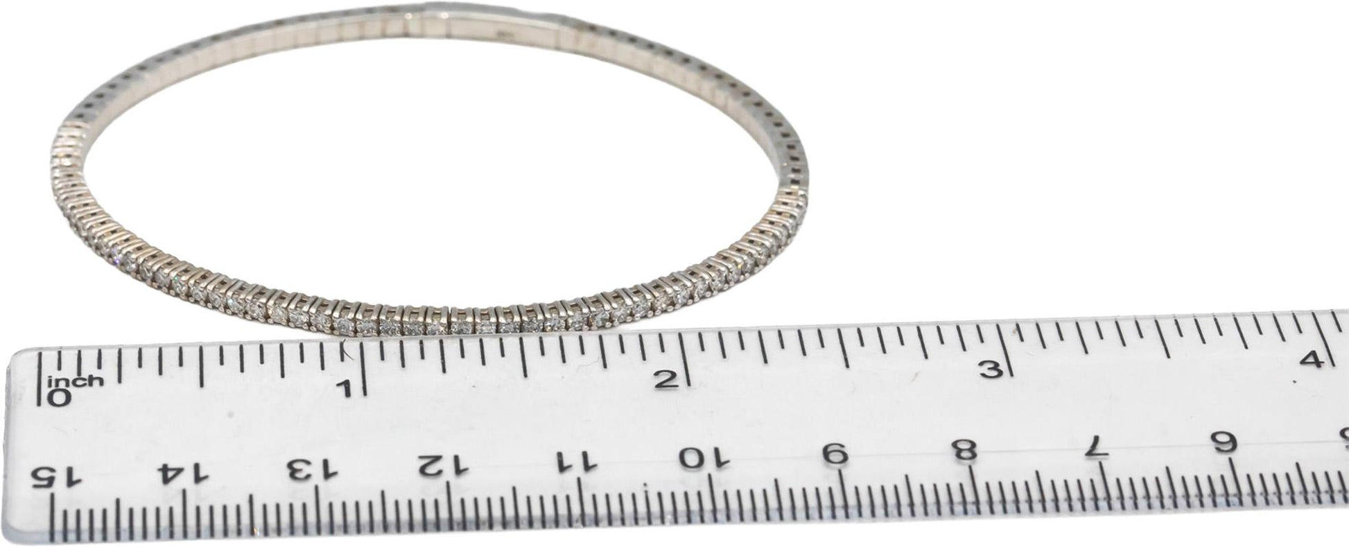 14k White Gold VS Round Diamond Semi-Flexible 1/2 Around Bangle Bracelet 1.0CT
