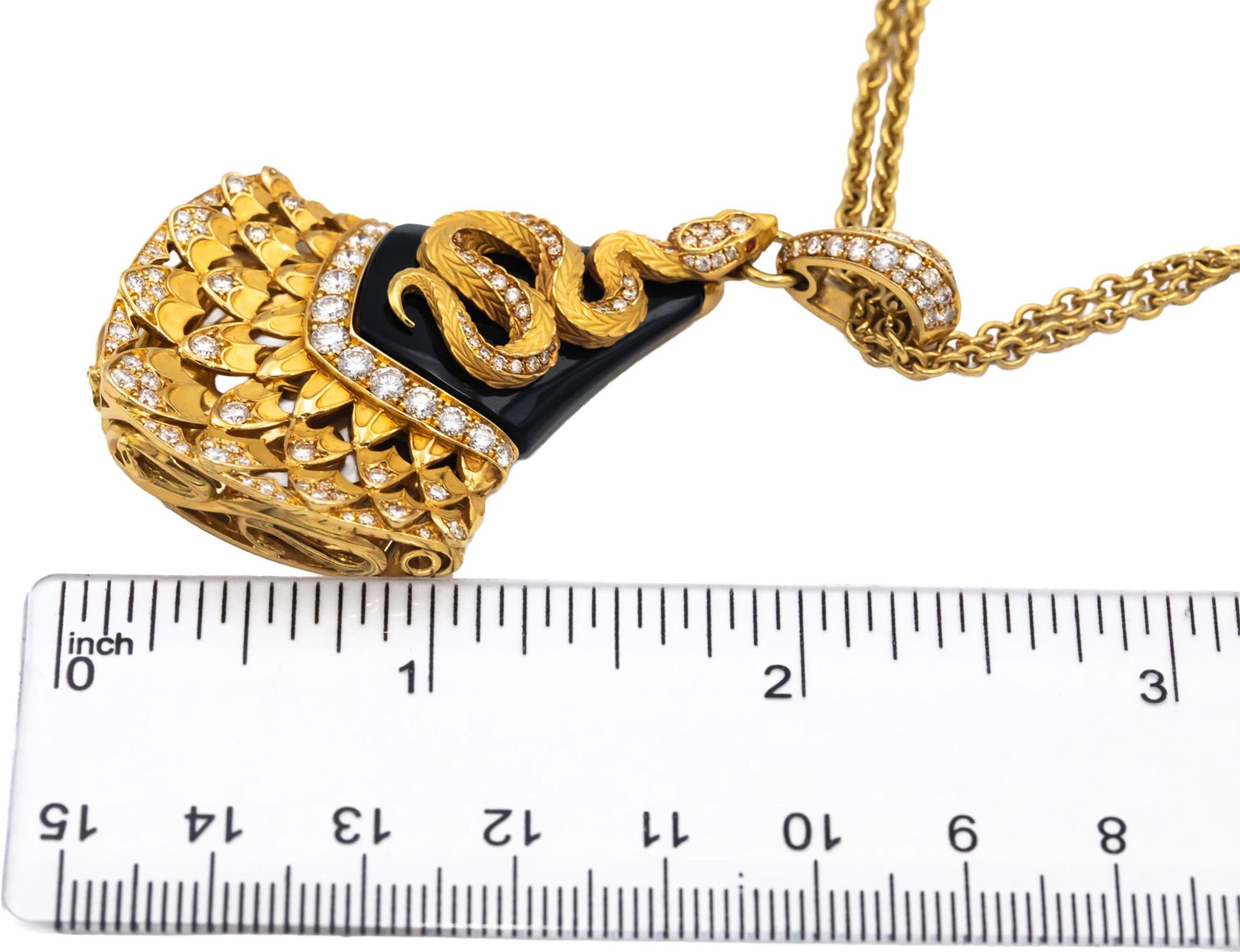 CARRERA Y CARRERA 18k Gold Diamond Onyx Sapphire Abanico Necklace 21.75CT $37500