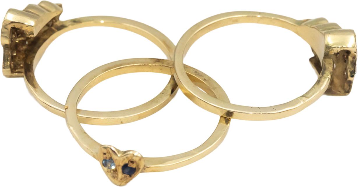 14k Yellow Gold Diamond Sapphire Amethyst Heart Puzzle Ring 0.50CT Size 7