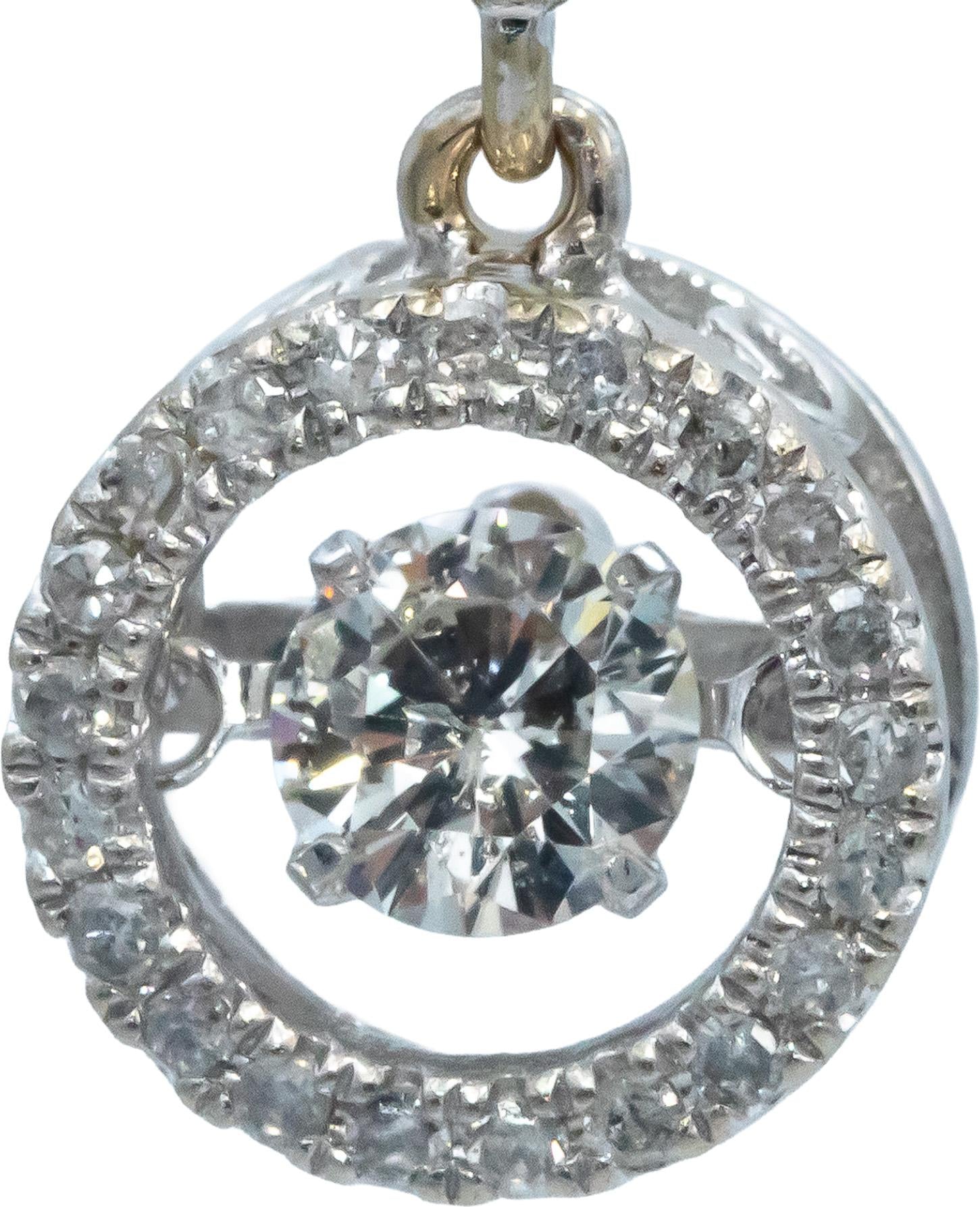 14k White Gold Jewelry Round Diamond Dangle Earrings 1.0CT