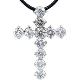10k White Gold Round Diamond Cross Crucifix Pendant Necklace 6.17CT