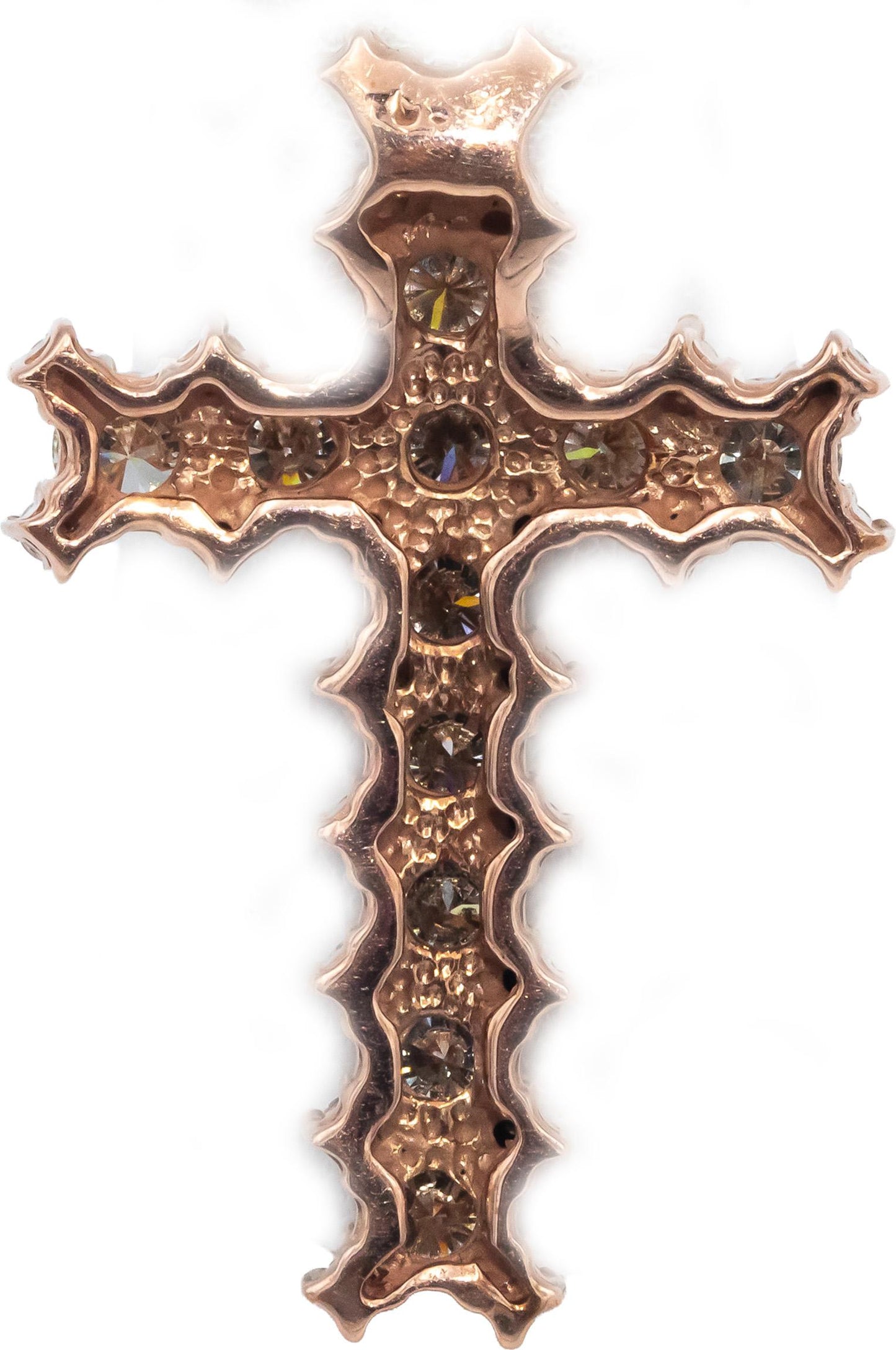 14k Rose Gold Jewelry Round Diamond Cross Crucifix Pendant 4.57CT