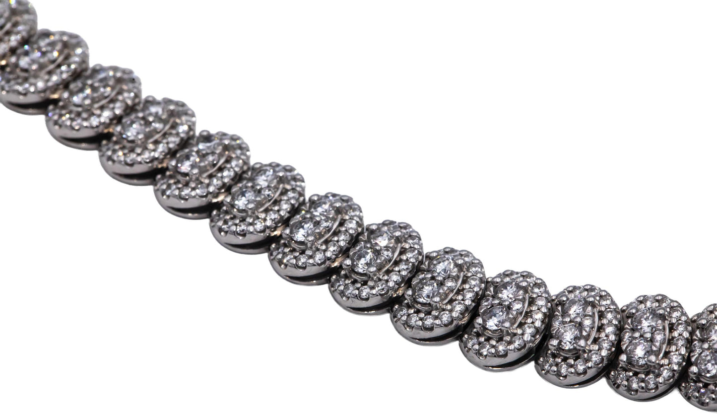 14k White Gold Round Lab-Grown VS Diamond Pave Formal Necklace 10.0CT