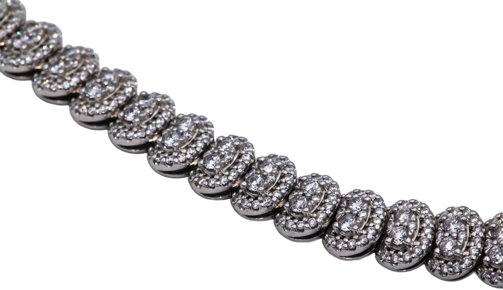14k White Gold Round Lab-Grown VS Diamond Pave Formal Necklace 10.0CT