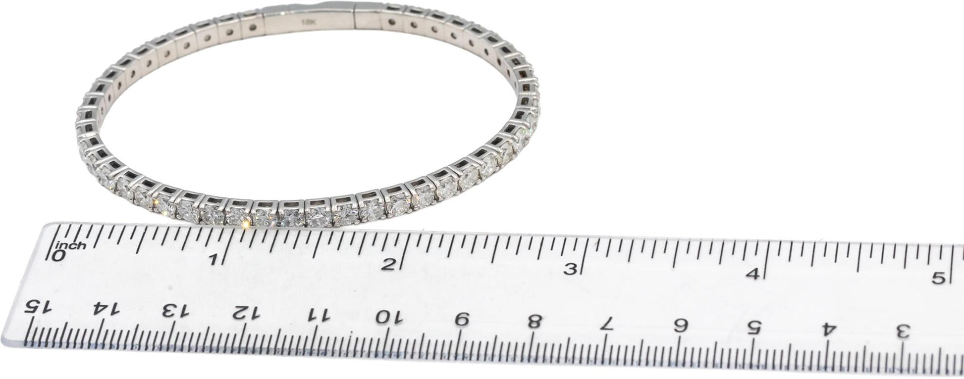 Round Diamond 18k White Gold Flexible Bangle Bracelet 7.90CT