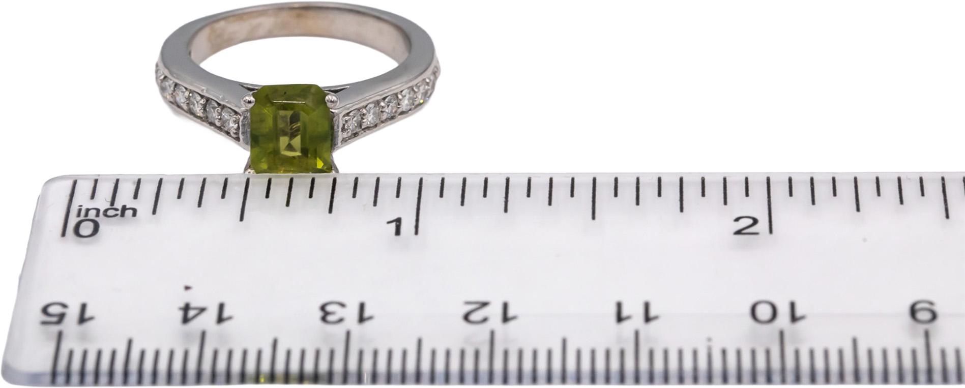 14k White Gold Peridot & Diamond Cocktail Ring 1.78CT Size 6.25