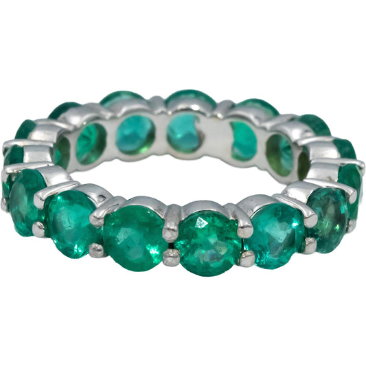18k White Gold Round Jewelry Emerald Eternity Band Ring 5.10CT Size 6