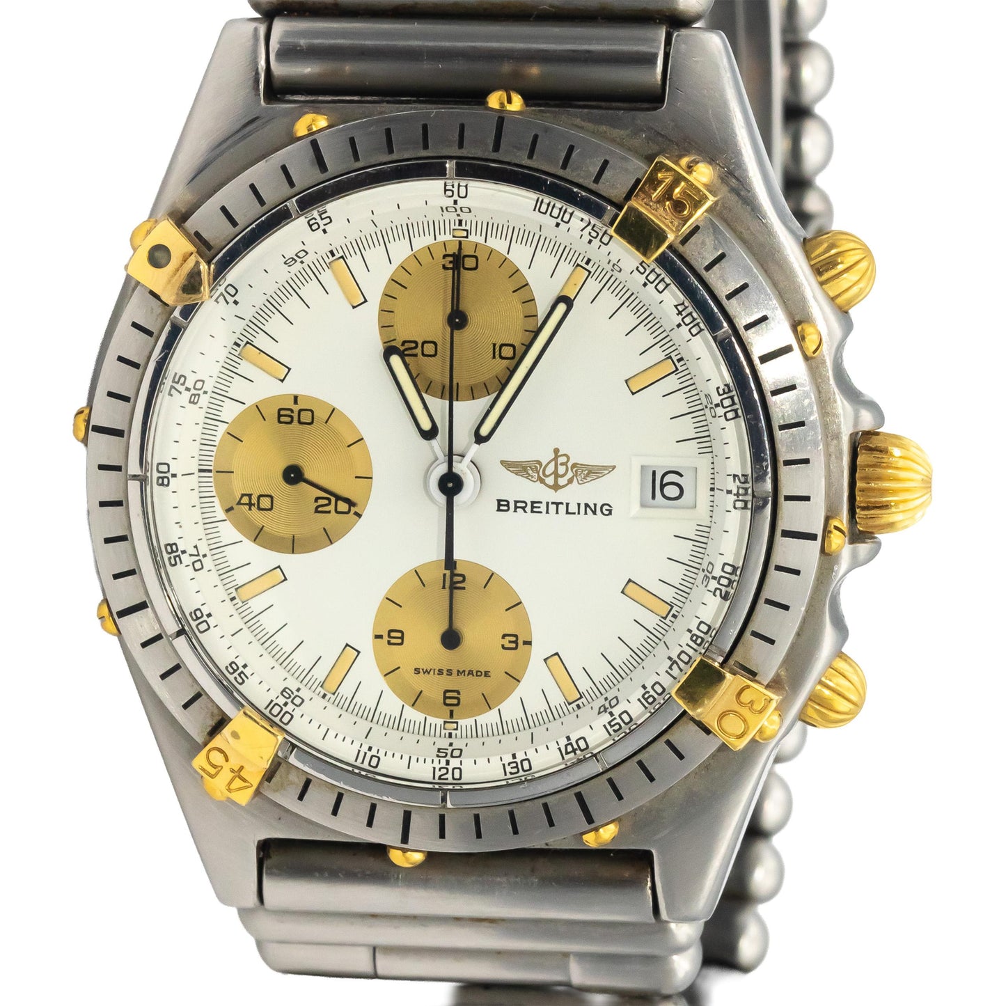 BREITLING 18k Gold Stainless Steel Chronomat 81950 Automatic Men's Watch w/ Box